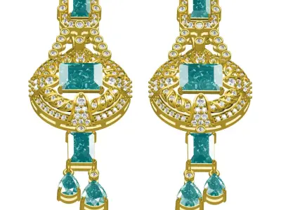 Antique Art Deco Diamond Earring 3 3D print model