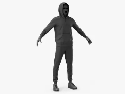 Burglar Black Full Outfit with Hood  purchase 3D model