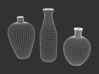  Three Light Wooden Vase Models 