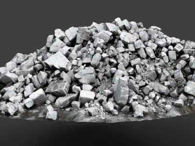 destroyed house ruins debris part2 photogrammetry Low-poly 3D model