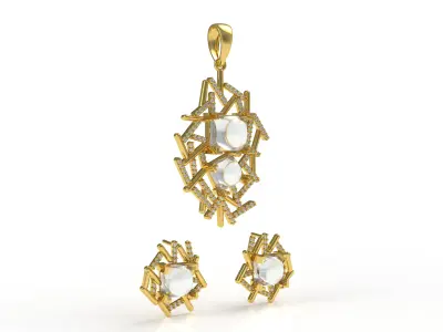 Diamond Pendant Set 14 3D print model