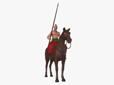 Ukrainian cossack-rider Low-poly 3D model