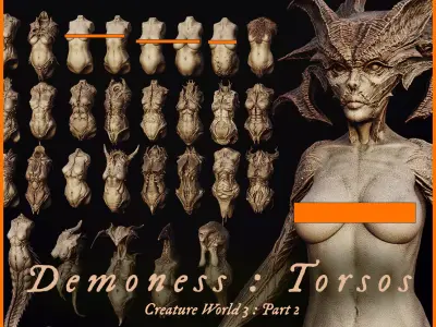 Demoness Part 2 Torsos x40 3D model