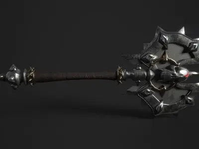 Battle Axe Low-poly 3D model 5