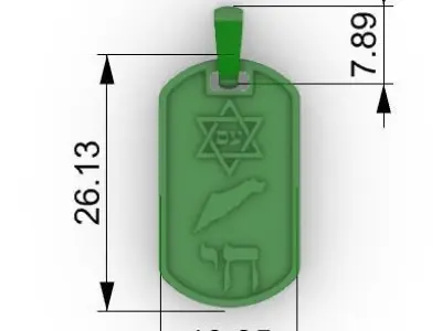 Map of Israel and Star of David Pendant with Am Yisrael Chai  3D print model