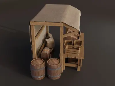 Medieval Market Set  Low-poly 3D model