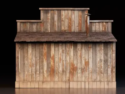 Old West Wooden Building Low-poly 3D model