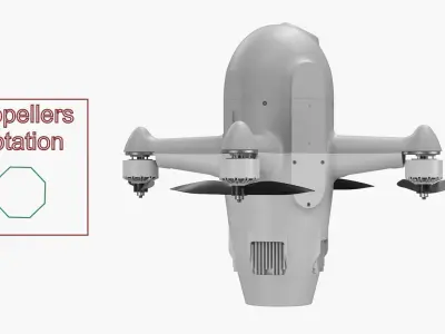  Quadrotor Tactical Drone for Air Defense White Rigged 