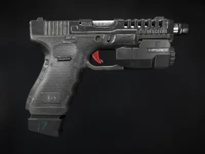 Glock 17 Low-poly 3D model 2