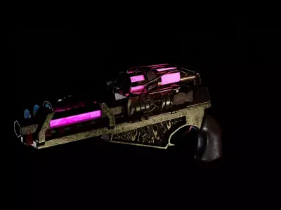 Steampunk pistol Low-poly 3D model
