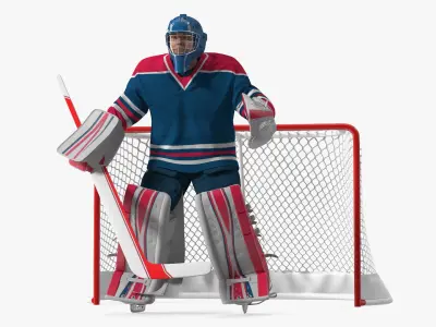  Goalie and Hockey Goal 