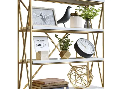 Decorative set 1 gold bookcase 3D model