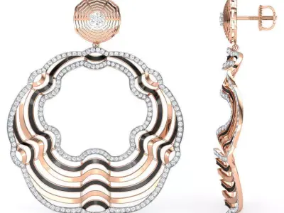 Mahal Wave Earring 3D print model