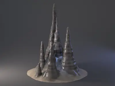 Realistic Cave Stalagmites Bundle 3D model