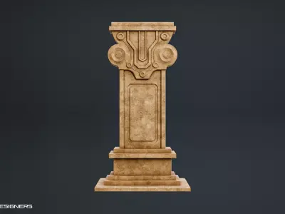 Ancient Stone Pedestal Low-poly 3D model