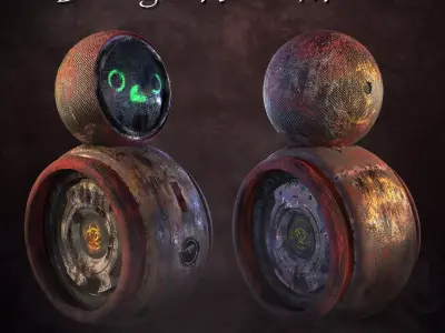 Old And Damaged Rigged Robot  Free 3D model