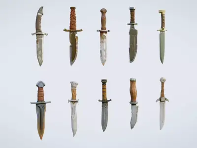 Knives Collection High Quality 3D Models Pack Low-poly 3D model