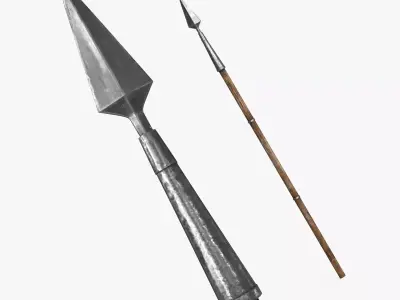 Spear wooden Low-poly 3D model