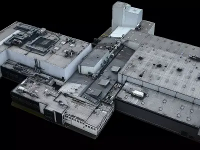 industrial factory buildings dronescan Low-poly 3D model