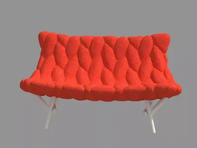 Double chair 3D model 3D model