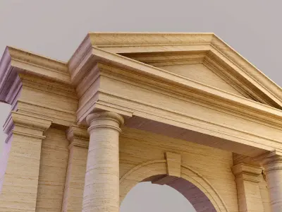 Tuscan Rusticated  Gate and Porch  Tuscan column on Gibbs 3D model