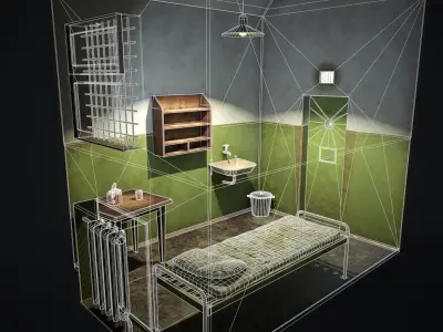 An old prison chamber Low-poly 3D model