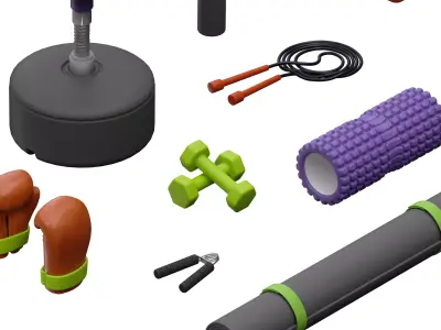 Sports Equipments Set 01 Low-poly 3D model