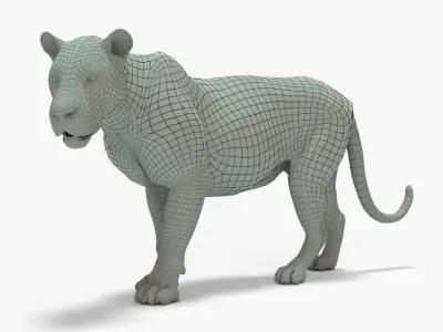 Lion Rigged Basemesh Low-poly 3D model