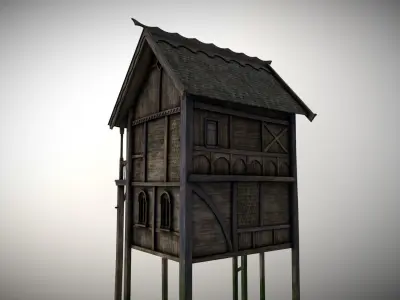 Medieval lake village - House 8 Low-poly 3D model