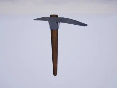 Pickaxe shovel with handle in sky Low-poly 3D model