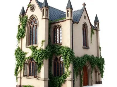 Gothic IvyClad House model pack Low-poly 3D model