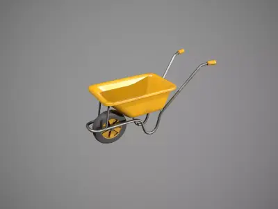 Yellow Wheelbarrow Low-poly 3D model