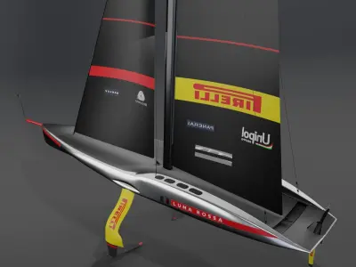 AC75 America Cup race yacht 3D model hydrofoil IMOCA 3D model