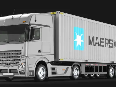 Detailed Container Truck 3D model