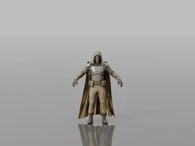 Hooded Tactical Operative With Cape Low-poly 3D model