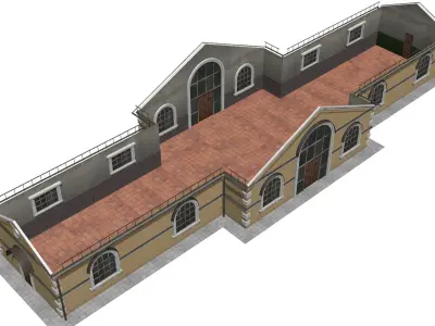 railway station Low-poly 3D model