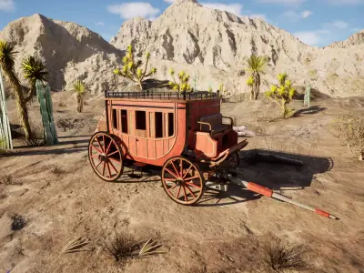 Wild West Wagon Pack Low-poly 3D model