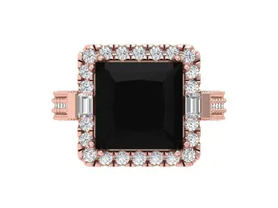 Princess Art Deco Ring 3D print model 17