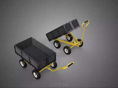 HEAVY DUTY UTILITY DUMP AGRICULTURAL CART TROLLEY TRUCK TILTING 3D model