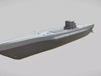 Submarine Low-poly 3D model 8