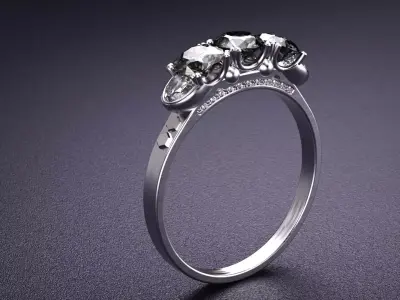 Diamond pear ring solitare rose gold fashion woman industrial 3D model