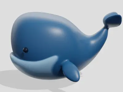 Cute little whale  Low-poly 3D model
