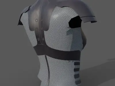 Simple sci-fi female black armor Low-poly 3D model Low-poly 3D model