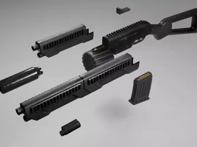 Modular shotgun Blender file Low-poly 3D model