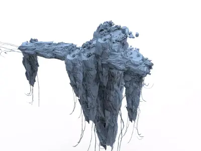 floating Asian mountain 5 3D model