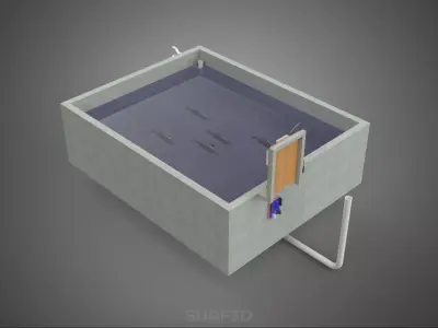 IOT SMART FISH POND AQUACULTURE MONITOR WATER LEVEL CIRCULATION 3D model