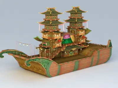 Antique Boat 3D Model-19 Low-poly 3D model