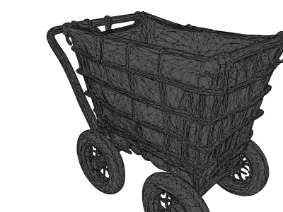 Vintage Industrial Laundry Utility Cart 3D model