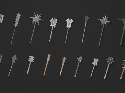 LowPoly Enemy Melee Weapons  Low-poly 3D model
