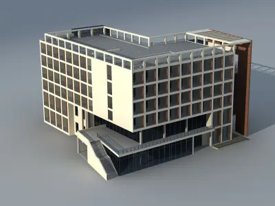 Architecture office building with stairs 3D model